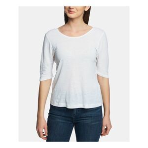 1. STATE Womens Blue Short Sleeve Jewel Neck Top L